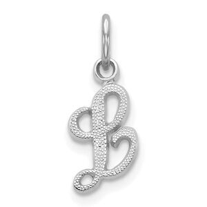 14k White Gold, Sadie Collection, Mini Satin Script Initial L Charm